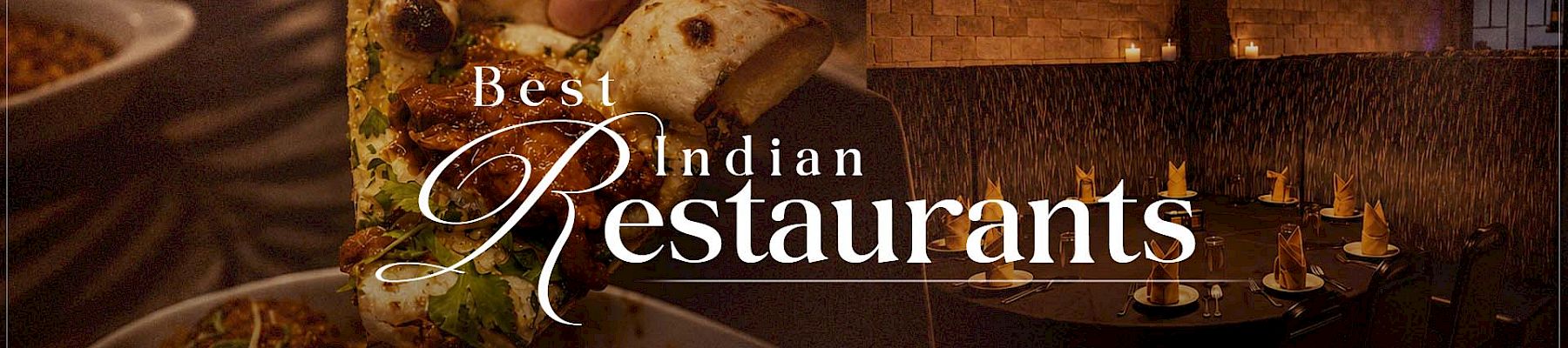 A promotional banner for Tikka Masala showing an Indian meal and dining room, with text &ldquo;Best Indian Restaurants&rdquo; and &ldquo;Indian fusion&rdquo; displayed.